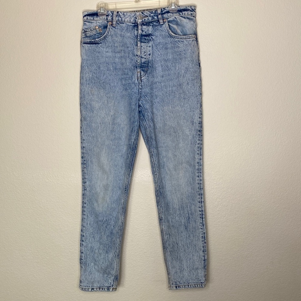 We the Free high waist jeans womens 32 acid washed button fly mom jeans tapered